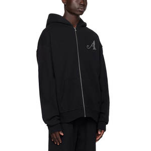 Sweat-shirts pour hommes avec strass, style tendance, haute qualité, prix bas, fermeture éclair, motif uni, impression numérique d'hiver, faible MOQ - Product Image 3