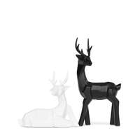 Sculpture murale géométrique minimaliste moderne en forme de cerf, en céramique noire et blanche, 25 cm, décoration d'intérieur, cadeau, fabriqué en Italie, unisexe