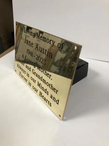 Personalized Polished Laser Engraved Brass <b>Memorial</b> Name Plate for Wall Tribute Remembrance <b>Plaque</b> Bulk Supplier - Product Image 6