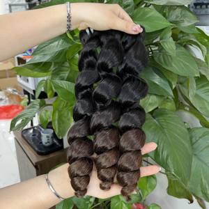 Super doble colores onda suelta estilos rizados Remy grado virgen vietnamita extensiones de cabello humano atado a mano trama Funmi estilo hinchable - Product Image 5