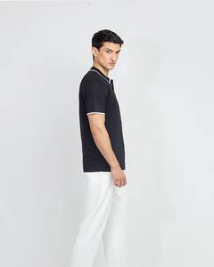 T-shirt pour homme à manches courtes, col contrasté, coupe slim, nouvelle couleur estivale, décontracté, mature, couleur contrastée, pull à manches courtes - Product Image 4