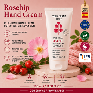 Private Label Rosehip Hand Cream 100ml OEM | Repair Moisturizing Hand Cream Anti Aging | Fast Absorption Spain EU - Product Image 1