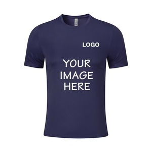Camiseta deportiva de secado rápido Impresión personalizada Diseño de personalidad Camiseta de poliéster de cuello redondo para exteriores Patrón de logotipo de equipo bordado - Product Image 1