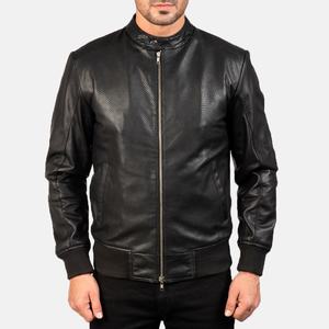 Chaqueta de Cuero Genuino con Revestimiento para Hombre, con Cuello Alto, Diseño Sólido, con Capucha, Estilo Vintage para Motocicleta - Product Image 1