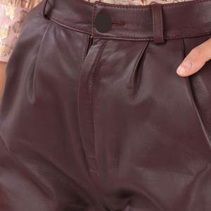 Pantalones cortos de cuero transpirable de cuero suave para mujer 2025 pantalones cortos de cuero de vaca genuino para damas - Product Image 3