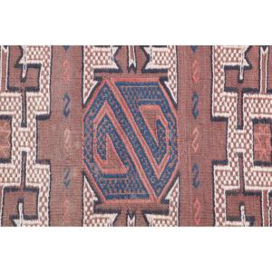 Alfombra Turca Vintage de 2.6x7.8 pies (80x239 cm), Alfombra de Lana Roja Kilim - Product Image 5