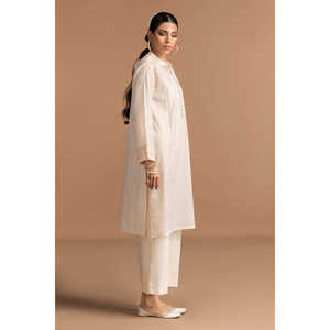 Chemise beige jacquard teinte pour femme, motif floral vintage, style simple, boutons décoratifs, tailles XL, coton et soie, pour le printemps et l'automne - Product Image 3