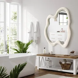 Venta directa de fábrica, espejo de pared de diseño blanco moderno, espejo de forma Irregular, espejo de baño de Hotel - Product Image 3