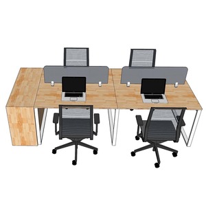 Contemporary Minimalist 4-Piece <b>Foldable</b> Melamine <b>Office</b> <b>Desks</b> with Side Cabinet - Product Image 2