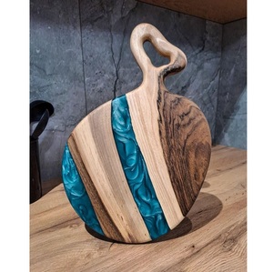 Tabla de Cortar Decorativa Ecológica de Madera y Resina Vintage con Diseño de Borde de Ágata, Personalizable, Artesanía de Dios, Acción de Gracias - Product Image 6