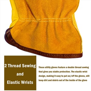 Gants de travail en cuir de vachette double épaisseur pour femmes, construction en cuir pleine fleur pour le jardinage, la conduite et le travail - Product Image 2