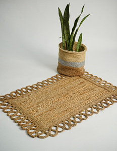 Trendy Reversible Jute Handwoven <b>Rug</b> <b>Rustic</b> Charm and Durability for Outdoor Oasis Machine Made - Product Image 1