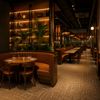 Meubles en bois massif de style industriel rétro, banquette rembourrée pour l'extérieur, tables et chaises pour restaurants, pour les cafés