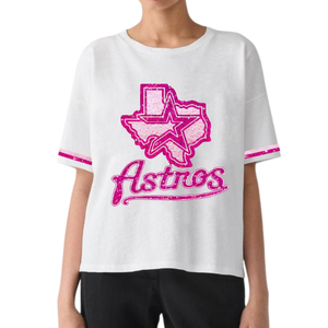 Prêt à porter T-shirts confortables pour femmes T-shirts brodés à paillettes personnalisés pour le jour du match Famous Team Hot Selling Wholesale for Adults - Product Image 3