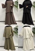 Ensemble coordonné tricoté sur mesure OEM pour femme, en coton premium, hiver, 2 pièces, jupe Abaya avec boutons, modeste, islamique, vente en gros