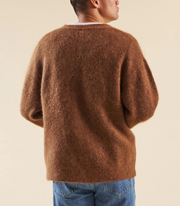Pull en maille surdimensionné pour homme en mohair brossé et duveteux, nouvelle arrivée 2025, logo brodé personnalisé, respirant, chaud pour l'hiver - Product Image 6