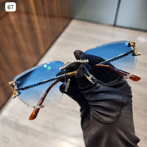 Nouveau Designer à la mode coupe ronde VVS Moissanite acier inoxydable Prong Set diamant réglage Hip Hop entièrement glacé lunettes de soleil pour hommes - Product Image 1