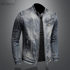 Veste en jean pour hommes tendance vintage de haute qualité avec fermeture éclair veste polaire d'hiver à la mode avec matériau en duvet nouvel état - Product Image 4