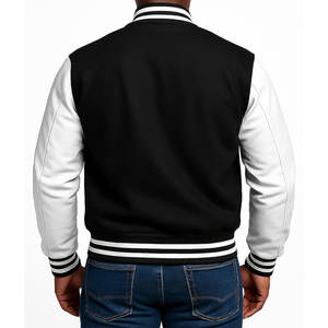 Chaqueta Universitaria de Béisbol para Hombre, Cuello en V, Logotipo de Texto Cosido en Dorado y Carmesí, Transpirable, de Secado Rápido, de Cuero, con Letra Personalizada - Product Image 5