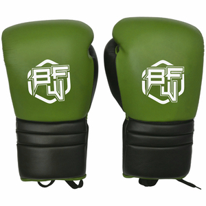 Gants de boxe d'arts martiaux lacés en cuir véritable pour hommes et femmes avec évacuation de l'humidité pour MMA Kickboxing Muay Thai Training - Product Image 2