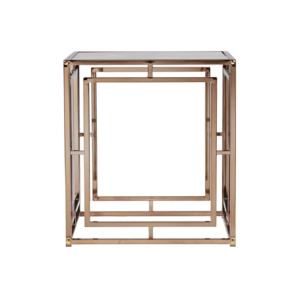 Mobilier de luxe, table basse moderne avec dessus en marbre naturel, table d'appoint, table d'appoint, table d'appoint, cadre en métal avec placage or - Product Image 4