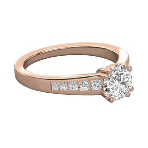 Bague de fiançailles sertie de diamants ronds et taille princesse pour elle - Product Image 6