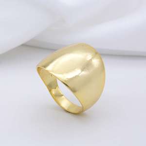 Brass <b>Dome</b> Chunky <b>Ring</b> 18k Gold Plated Minimalist Geometric Band Wholesale <b>Ring</b> - Product Image 5