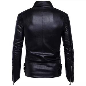 Chaqueta de Motociclista de Cuero Personalizada Negra, Estilo Casual, Ajustada, Elegante, de Alta Calidad OEM, en Oferta - Product Image 2