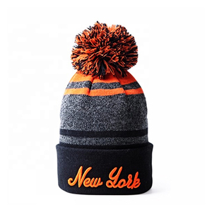 Gorros de lana 100% personalizados con lazos bordados en 3D Gorro de invierno de fabricantes-para escenas de playa - Product Image 3
