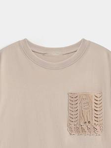 Usine en gros personnalisé à manches courtes en coton couleur unie col rond femmes t-shirt femmes logo personnalisé coupe ample couleur unie - Product Image 5