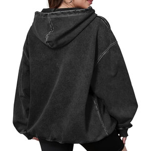 Sweat à capuche délavé à l'acide pour hommes sweat à capuche en polaire vintage surdimensionné sweat lavé en détresse pour couple 2025 - Product Image 3