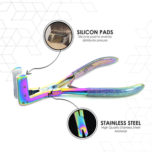 Pince à ruban en acier inoxydable pour extension de cheveux avec arc-en-ciel et revêtement en titane et double ressort - Product Image 3