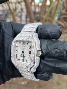 Arctic Monarch <b>Mens</b> Luxury Square Alloy Quartz Business Wristwatch Featuring Brilliant Moissanite Diamond Accents Bold Iced - Product Image 4