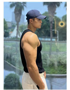 Custom <b>Mens</b> logo <b>Ribbed</b> Gym tank Top Heavyweight Cotton Muscle Sleeveless Running Stringer Fitness Sports Workout <b>Vest</b> - Product Image 2