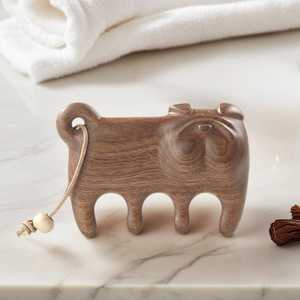 Peigne à dents larges en bois naturel poli artisanal, démêloir pour cheveux, soin du cuir chevel, outil de qualité professionnelle - Product Image 2