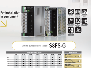 แหล่งจ่ายไฟสวิตชิ่งแบบเอาต์พุตเดี่ยว S8FS-G60024CD 600W 24V 27A แบบติดตั้งบนราง DIN พร้อมเอาต์พุต DC - Product Image 5