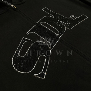 SDL Storefront Men's Winter Hoodies High Quality <b>Black</b> Cotton <b>Fleece</b> SKYDALIMIT Rhinestone Pullover Oversized Customized Colors - Product Image 2