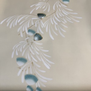 Papier peint en <span class=keywords><strong>soie</strong></span> <span class=keywords><strong>à</strong></span> fleurs de glycine peint <span class=keywords><strong>à</strong></span> la main - Murale florale beige élégante pour la décoration de maisons et d'hôtels de luxe - Product Image 5