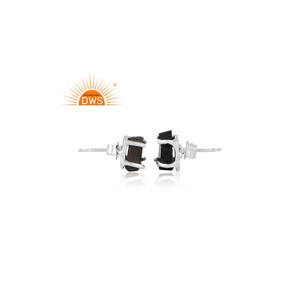 Último diseño de plata esterlina Natural negro obsidiana piedra preciosa pendiente joyería personalizada para mujer regalo para ella - Product Image 1
