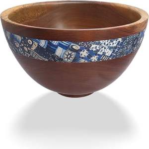 Cuenco impreso borde Acacia cuenco de madera esmalte impreso diseño moderno cuenco para servir y frutero para utensilios de cocina - Product Image 1