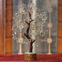Vente en gros d'arbre labradorite 300 puces fait à la main cristal bonsaï fortune argent décoration de la maison bonne chance pierre cadeau nouvel an souvenir