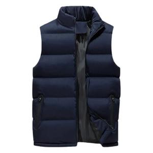 Chaleco acolchado de algodón para hombre, chaqueta cálida sin mangas con cuello levantado de color sólido para invierno a prueba de frío con patrón estampado - Product Image 3