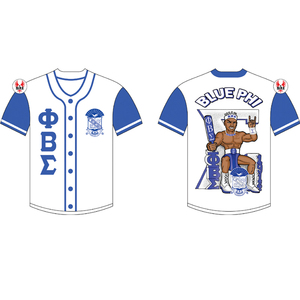 Maillot de baseball en maille sublimé avec broderie de la fraternité Phi Beta Sigma |   Chemise de baseball à rayures pour hommes brodée PBS Fraternity - Product Image 1