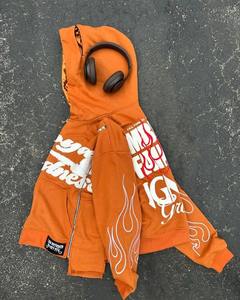 High Street à la mode mode trois fermeture éclair lettre broderie homme hoodi sweat à capuche surdimensionné hommes Y2k Harajuku rétro fermeture éclair sweat - Product Image 5