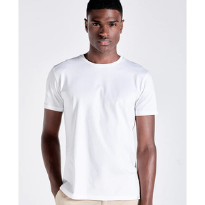 Low MOQ Retail Fit Slim Fit Soft Touch White O-Neck Eco-Friendly T <b>Shirt</b> 100% Combed Ring Spun Cotton Blank <b>Men</b> Tee - Product Image 5