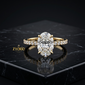 Oval Cut Diamond Engagement <b>Ring</b> in 10K <b>Gold</b> Pave Solitaire Wedding <b>Ring</b> for Women - Product Image 2