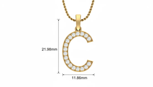 Pendentif en or et diamants en forme de lettre C, or 18 carats avec diamants naturels, bijoux fins minimalistes personnalisés, cadeau pour femmes - Product Image 2