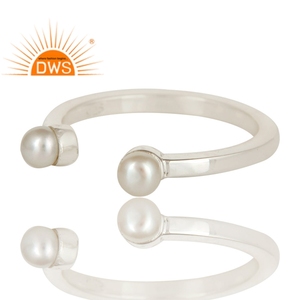 Best Selling Fine Sterling Silver Natural <b>Pearl</b> Adjustable <b>Ring</b> Custom Jewelry Manufacturer - Product Image 2