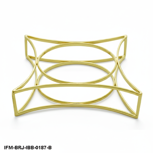 Handcrafted Brass Geometric Bangle Architectural 3D Wire Open Bracelet Modernist <b>Minimalist</b> Statement <b>Jewelry</b> for Women - Product Image 1