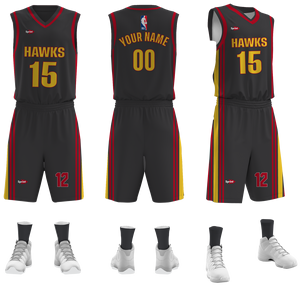 Kits de baloncesto personalizados al por mayor con logotipos de equipos personalizados y uniformes de baloncesto de sarga de aparejos de colores - Product Image 1